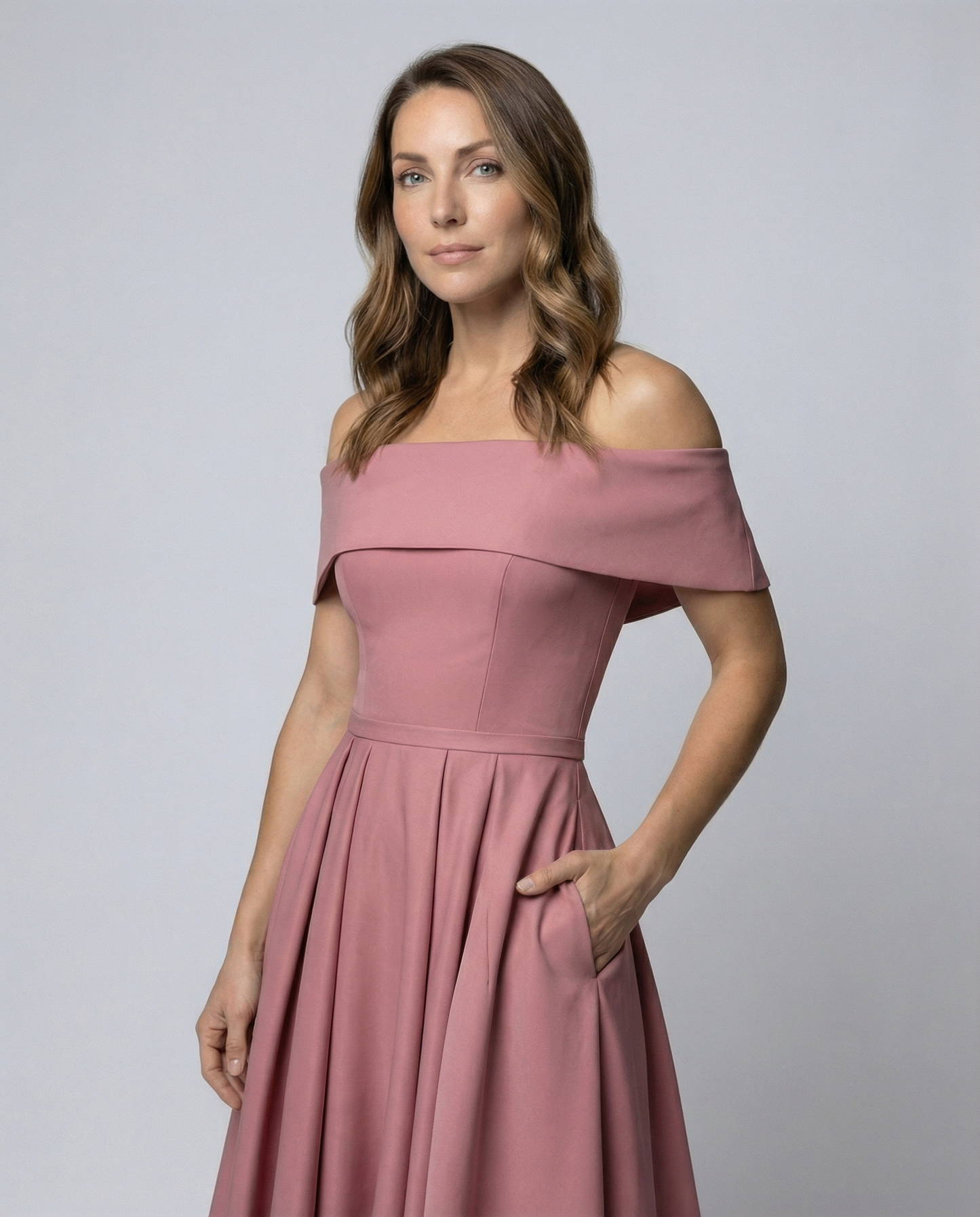 Damen Satin Partykleid Trägerlos