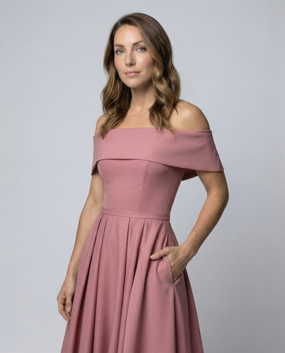 Damen Satin Partykleid Trägerlos