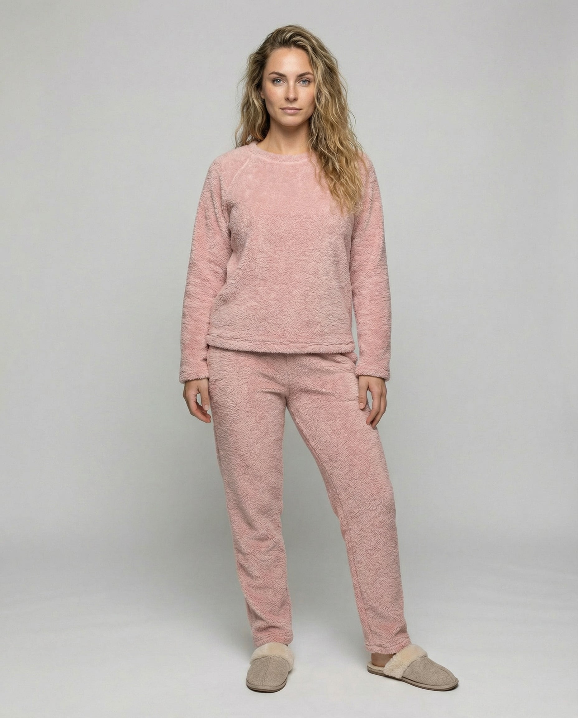 Fleece Pyjama Damen Kuschelig Weich Grau - Norvielle