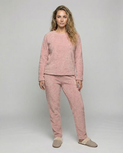 Fleece Pyjama Damen Kuschelig Weich Grau - Norvielle