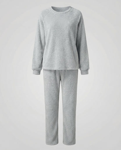 Fleece Pyjama Damen Kuschelig Weich Grau