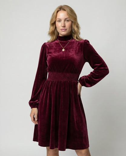 Damen Samtkleid Elegantes Schwarz - Norvielle