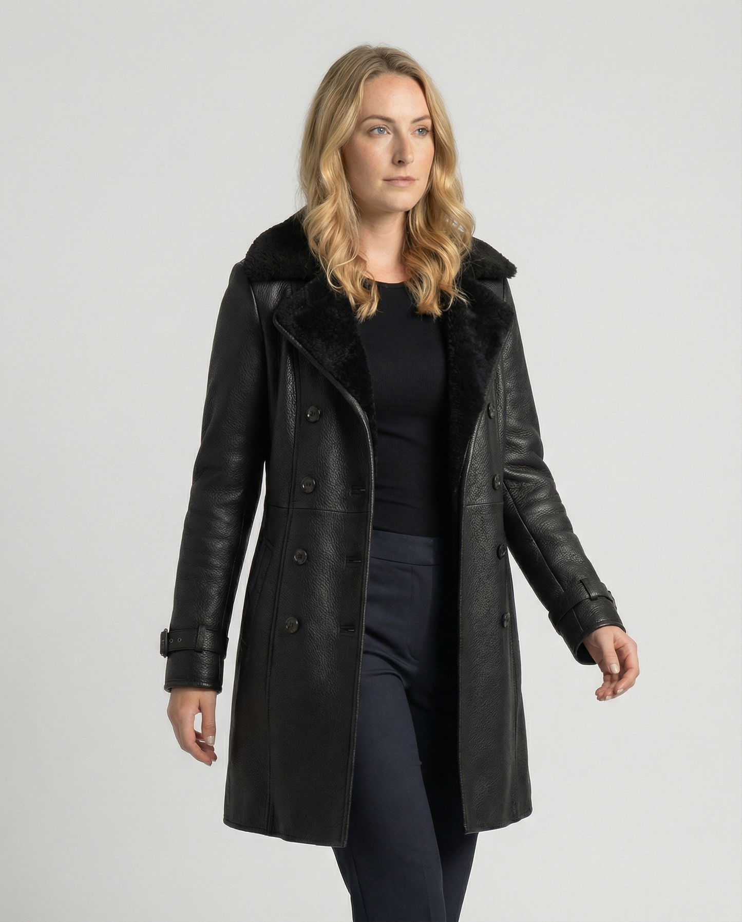Damen Mantel Elegantes Design Schwarz - Norvielle