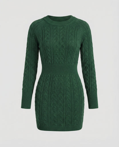 Damen Strickkleid mit Zopfmuster