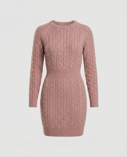 Damen Strickkleid mit Zopfmuster