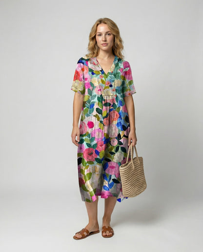 Damen Sommerkleid Leichtes Blumenmuster - Norvielle