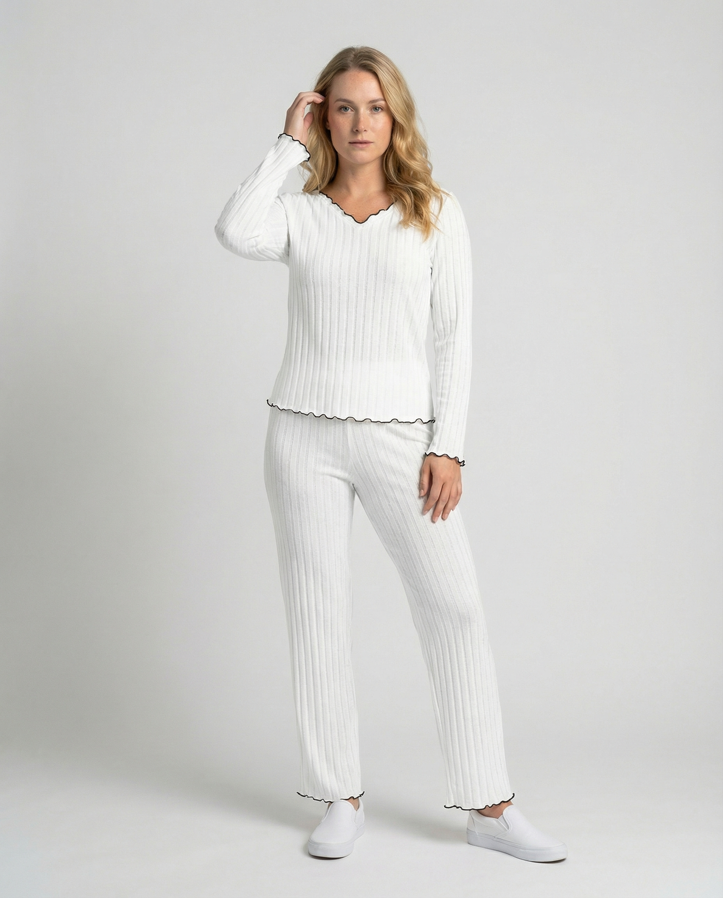 Damen Pyjama Set mit Rüschen - Norvielle