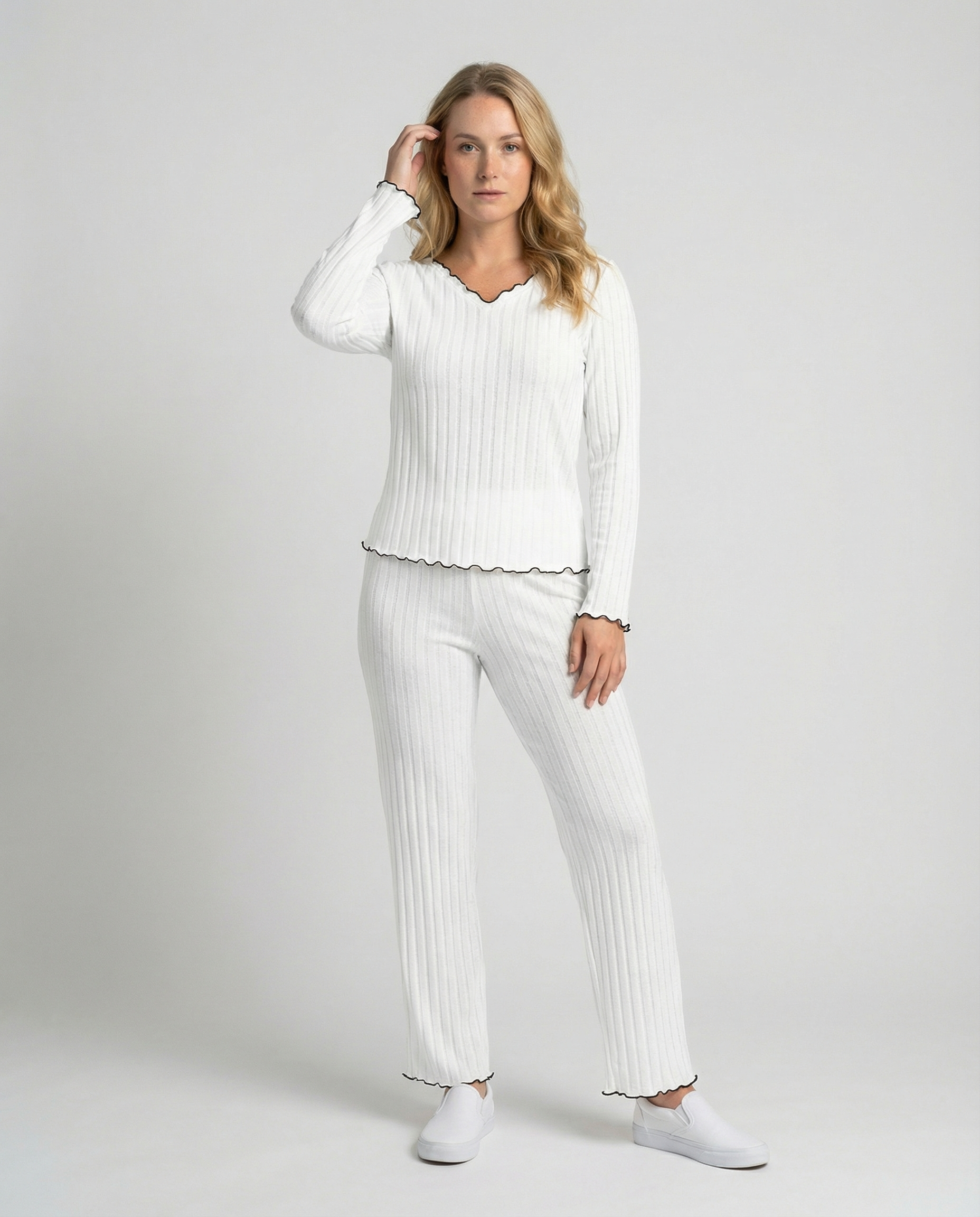 Damen Pyjama Set mit Rüschen - Norvielle