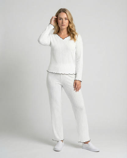 Damen Pyjama Set mit Rüschen - Norvielle