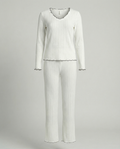 Damen Pyjama Set mit Rüschen