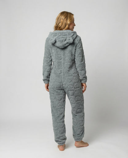 Gemütlicher Damen Fleece-Overall Weich Beige