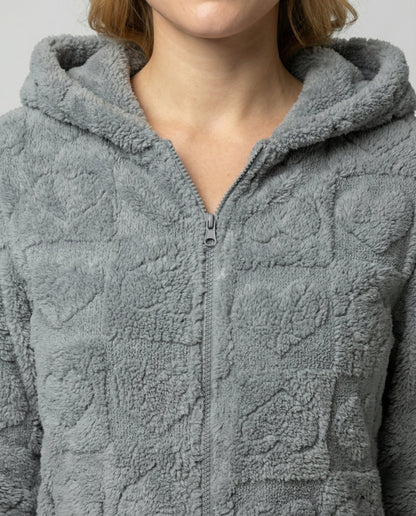 Gemütlicher Damen Fleece-Overall Weich Beige