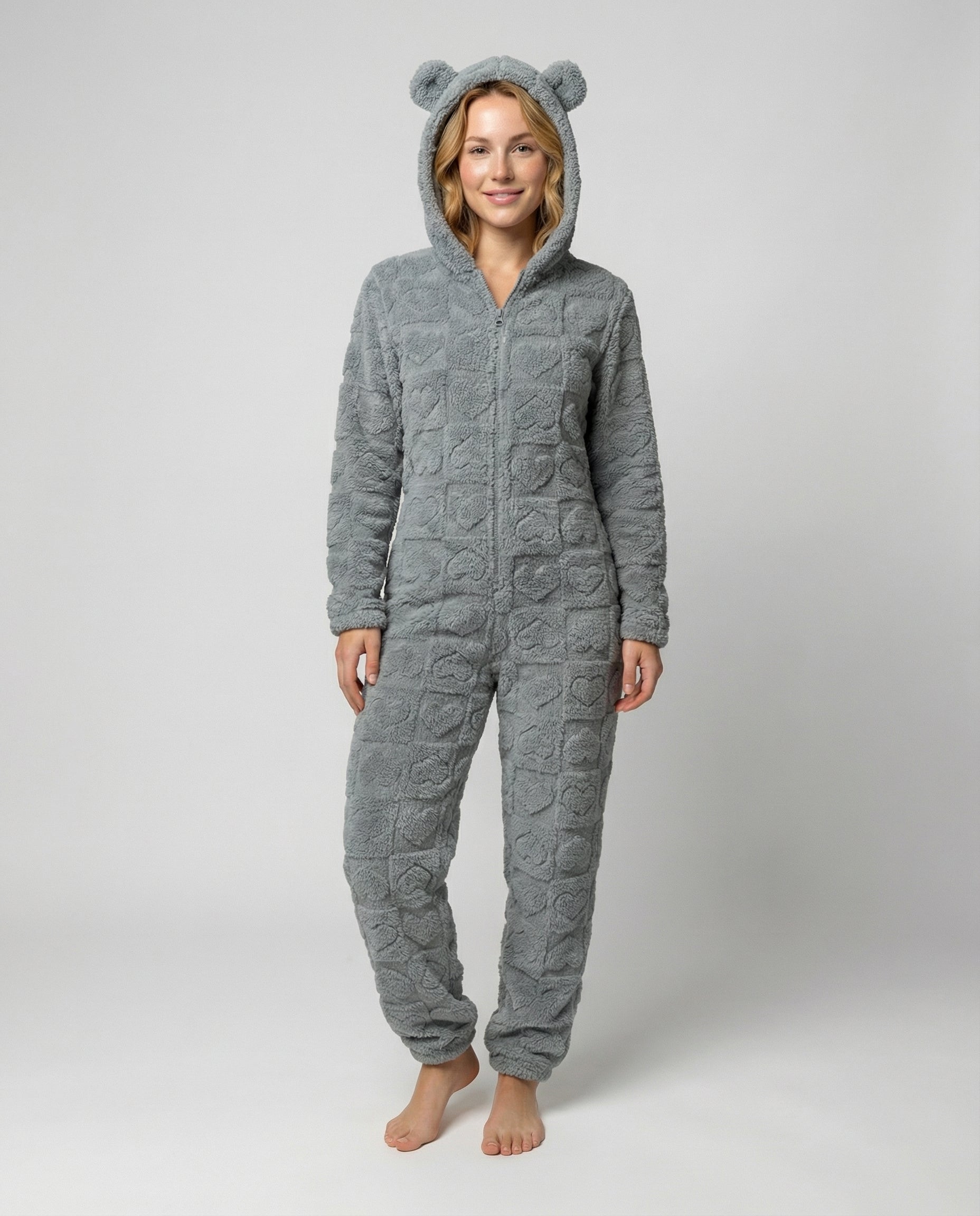 Gemütlicher Damen Fleece-Overall Weich Beige - Norvielle