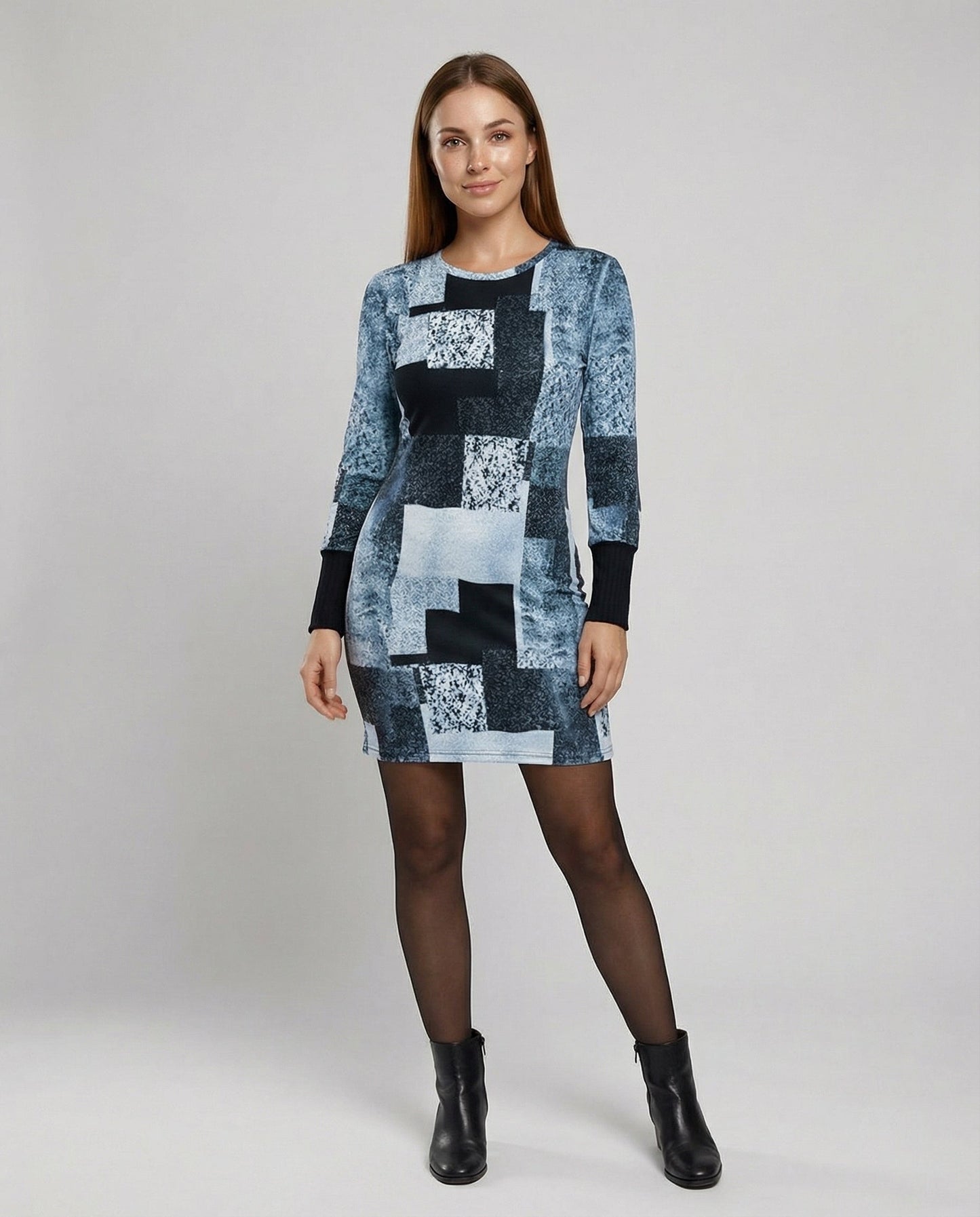 Damen Strickkleid Geometrisches Muster
