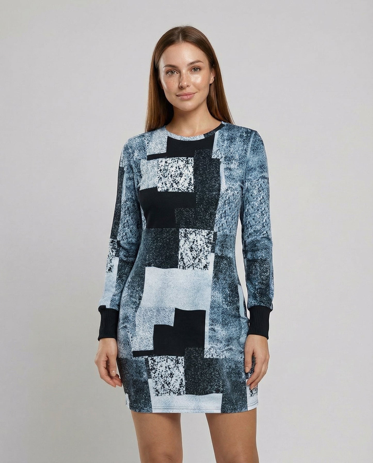 Damen Strickkleid Geometrisches Muster - Norvielle