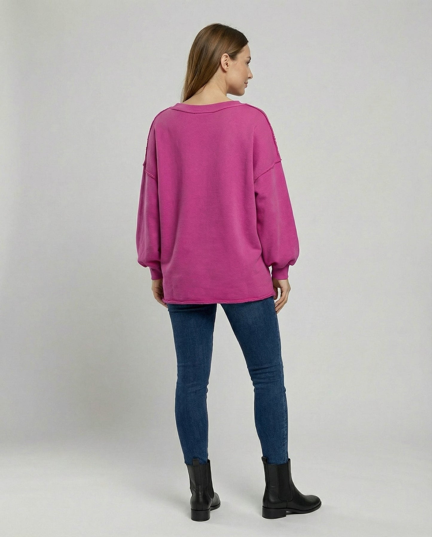 Damen Oversized Sweatshirt V-Ausschnitt