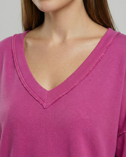 Damen Oversized Sweatshirt V-Ausschnitt