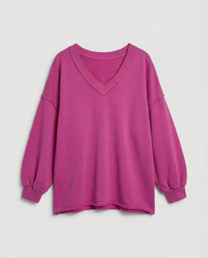 Damen Oversized Sweatshirt V-Ausschnitt