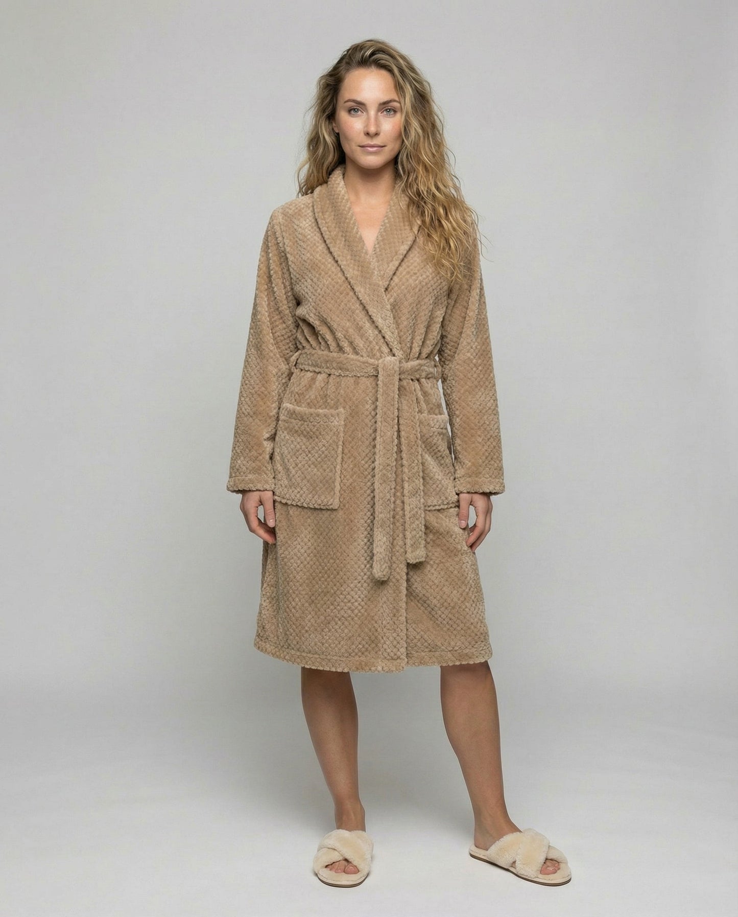 Damen Bademantel Kuschelfleece Weich Rosa - Norvielle