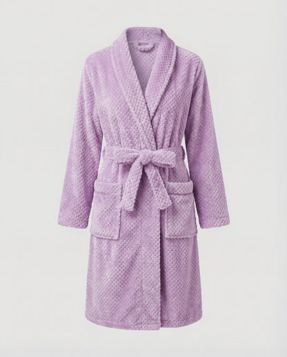 Damen Bademantel Kuschelfleece Weich Rosa