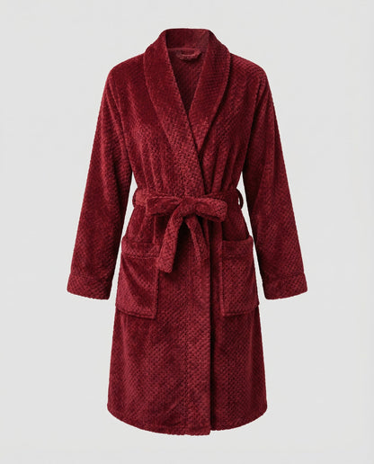 Damen Bademantel Kuschelfleece Weich Rosa