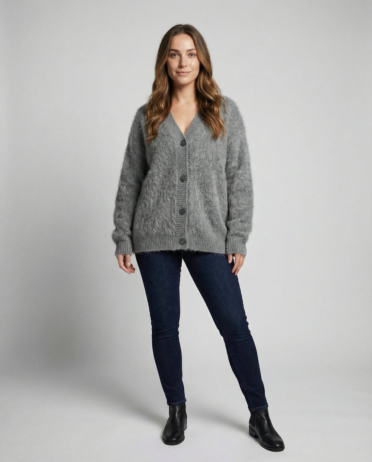 Damen Mohair Strickjacke Kuschelig