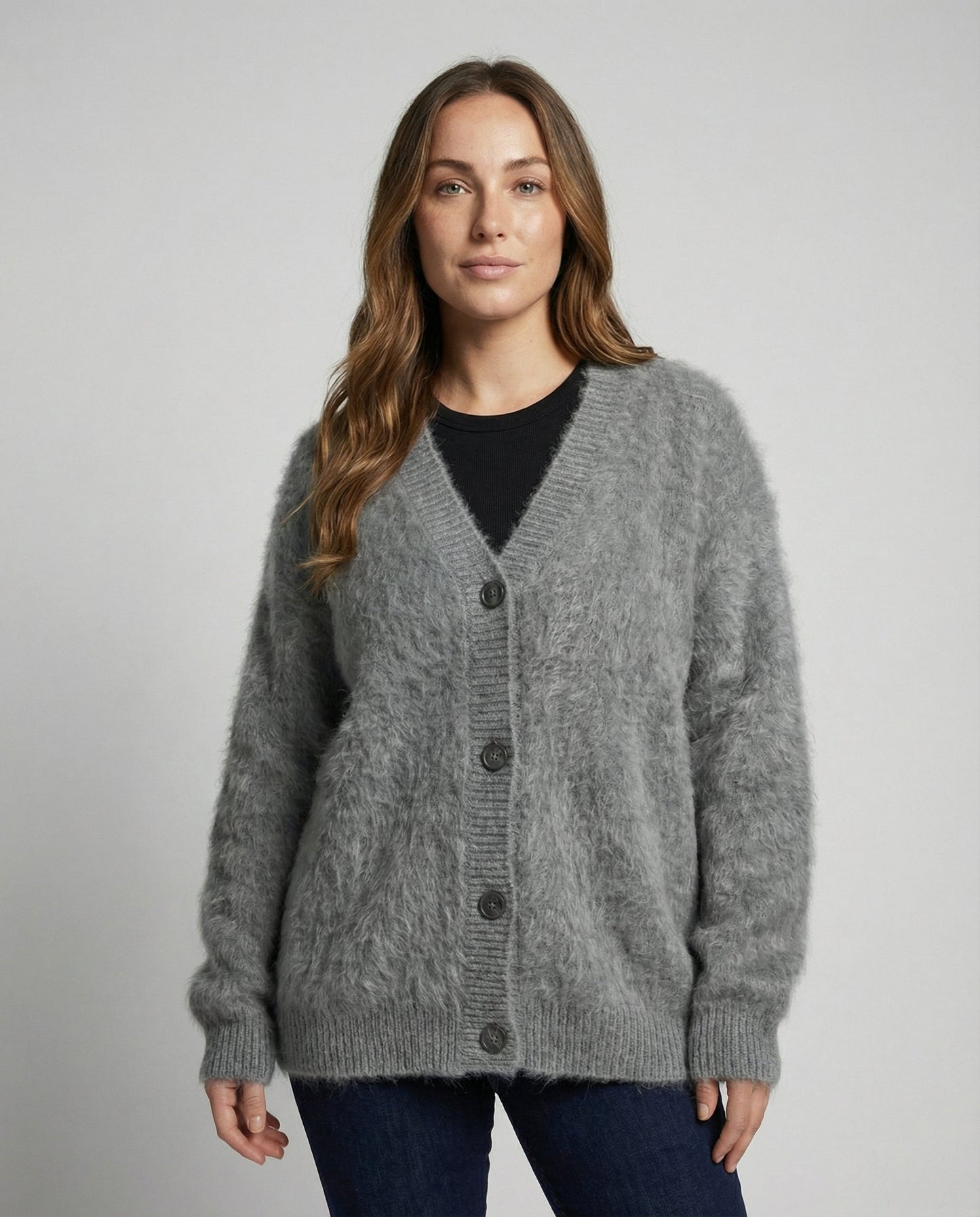 Damen Mohair Strickjacke Kuschelig - Norvielle
