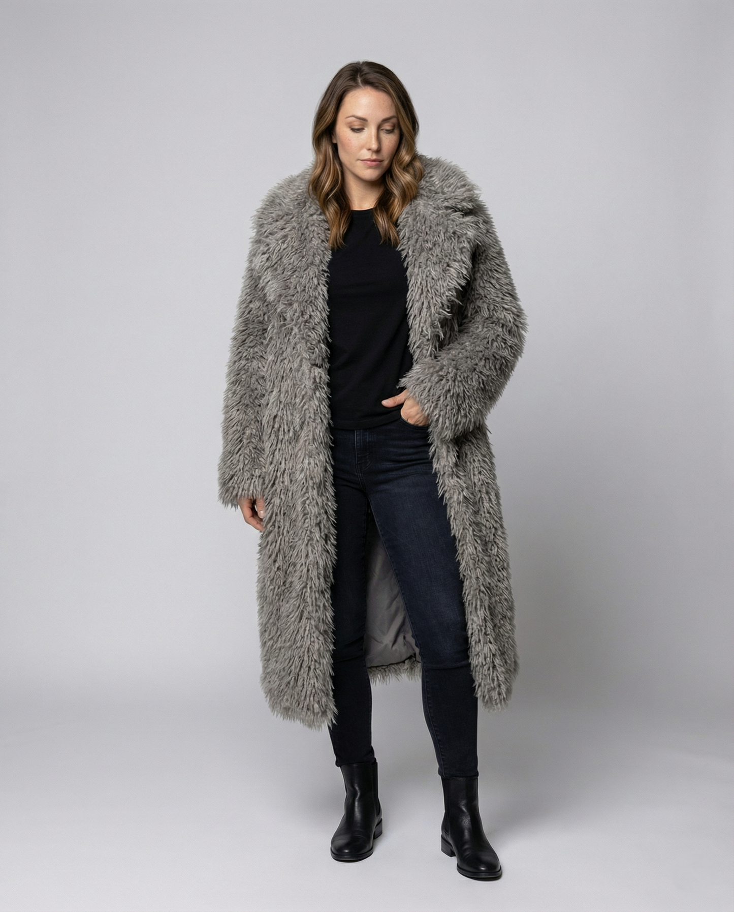Damen Kunstfellmantel Lang Winter - Norvielle