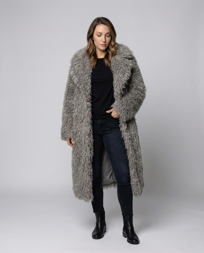 Damen Kunstfellmantel Lang Winter - Norvielle