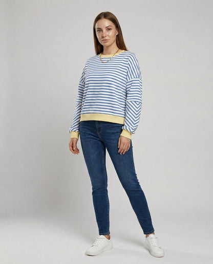 Damen Sweatshirt Gestreift Boxy