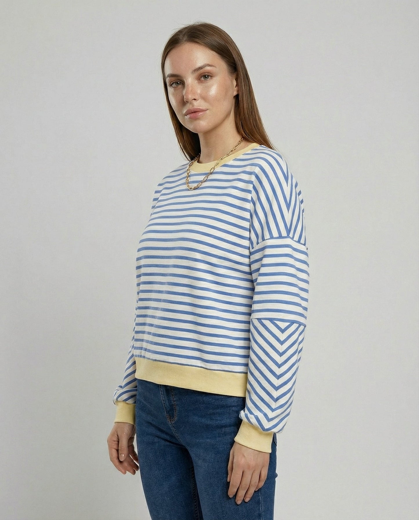 Damen Sweatshirt Gestreift Boxy - Norvielle