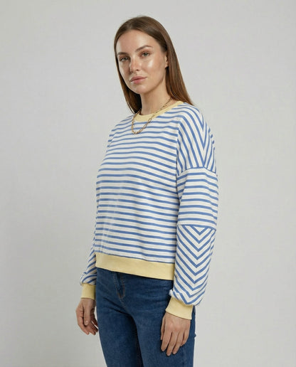Damen Sweatshirt Gestreift Boxy - Norvielle