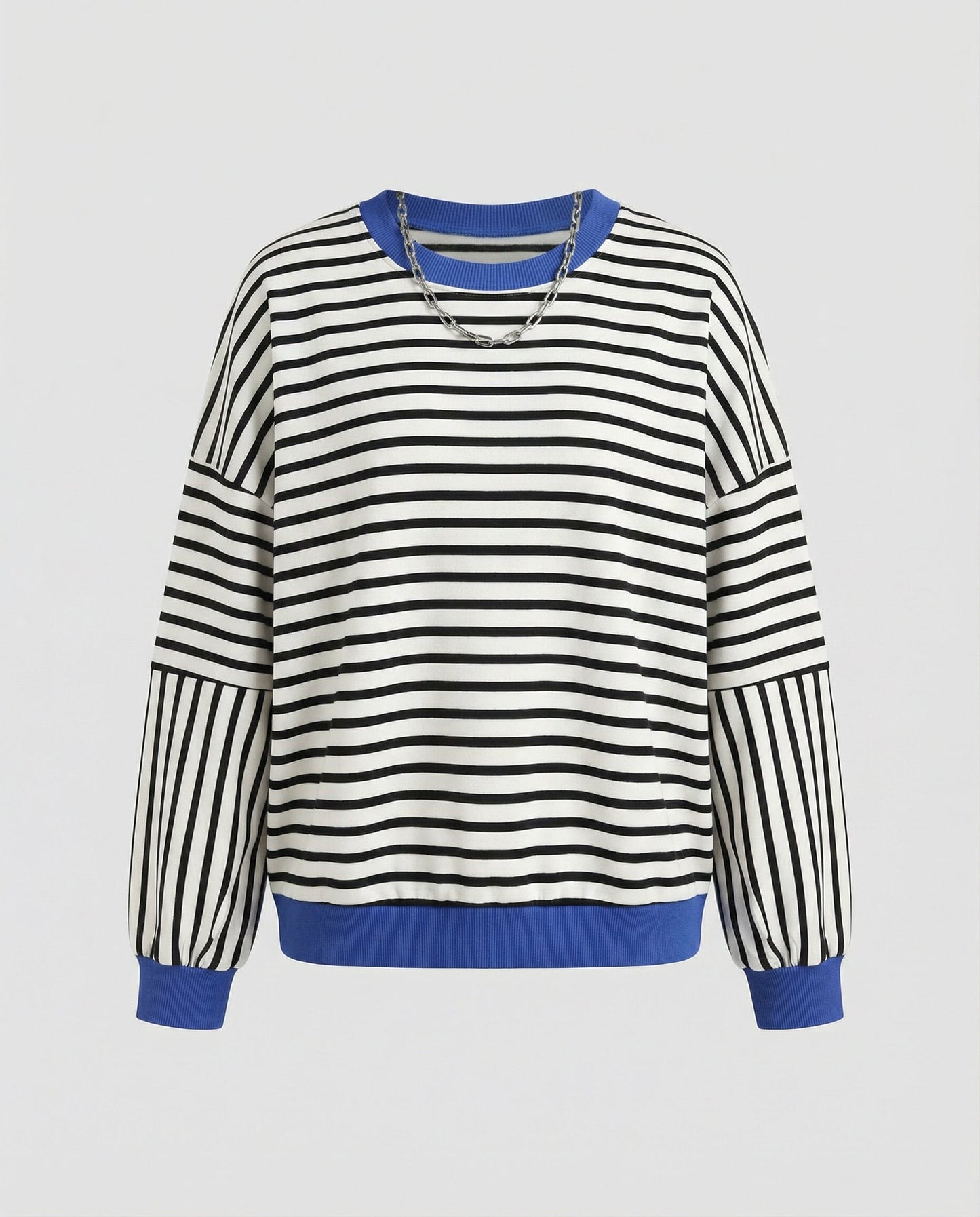 Damen Sweatshirt Gestreift Boxy
