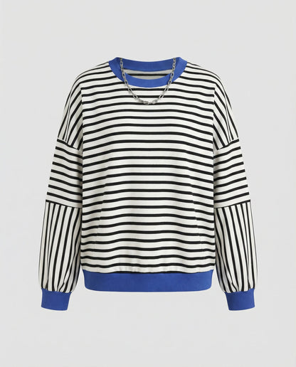 Damen Sweatshirt Gestreift Boxy