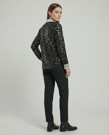 Damen Paillettenbluse Glitzernd