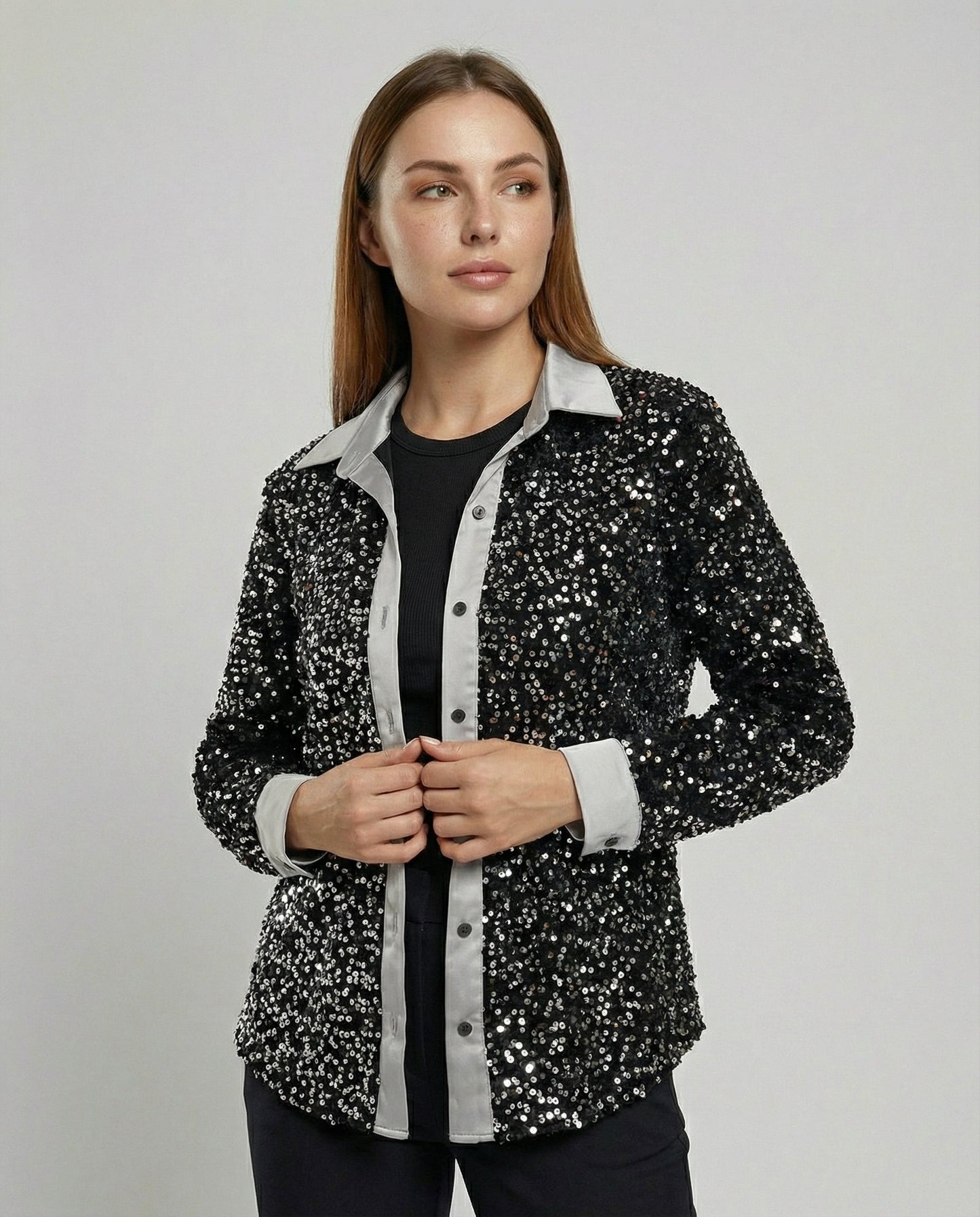 Damen Paillettenbluse Glitzernd - Norvielle