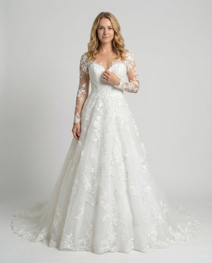 Damen Hochzeitskleid aus Spitze Weiß - Norvielle