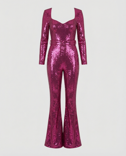 Damen Pailletten Jumpsuit Glitzer