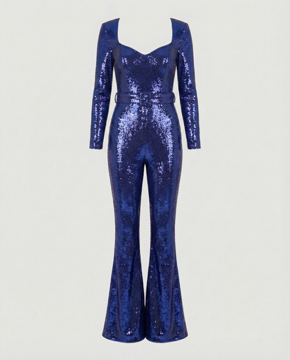 Damen Pailletten Jumpsuit Glitzer