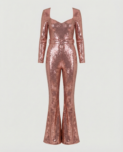 Damen Pailletten Jumpsuit Glitzer