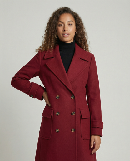 Eleganter Damen Wollmantel Doppelreihig