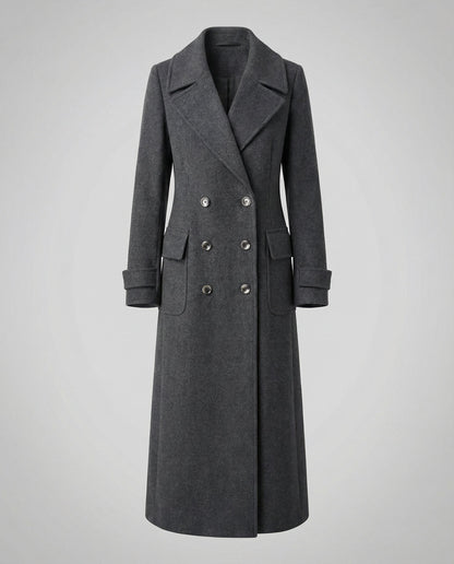 Eleganter Damen Wollmantel Doppelreihig