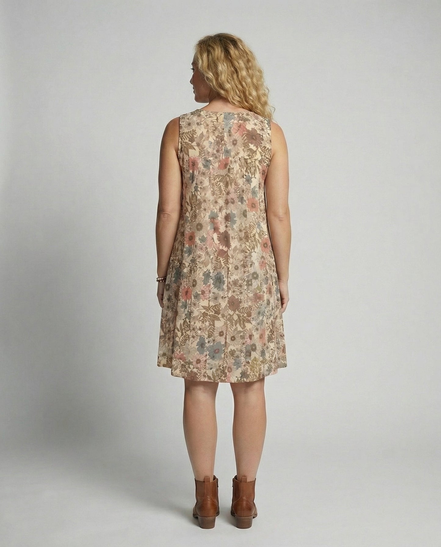 Damen Ohne Ärmel Floral Kleid Mini