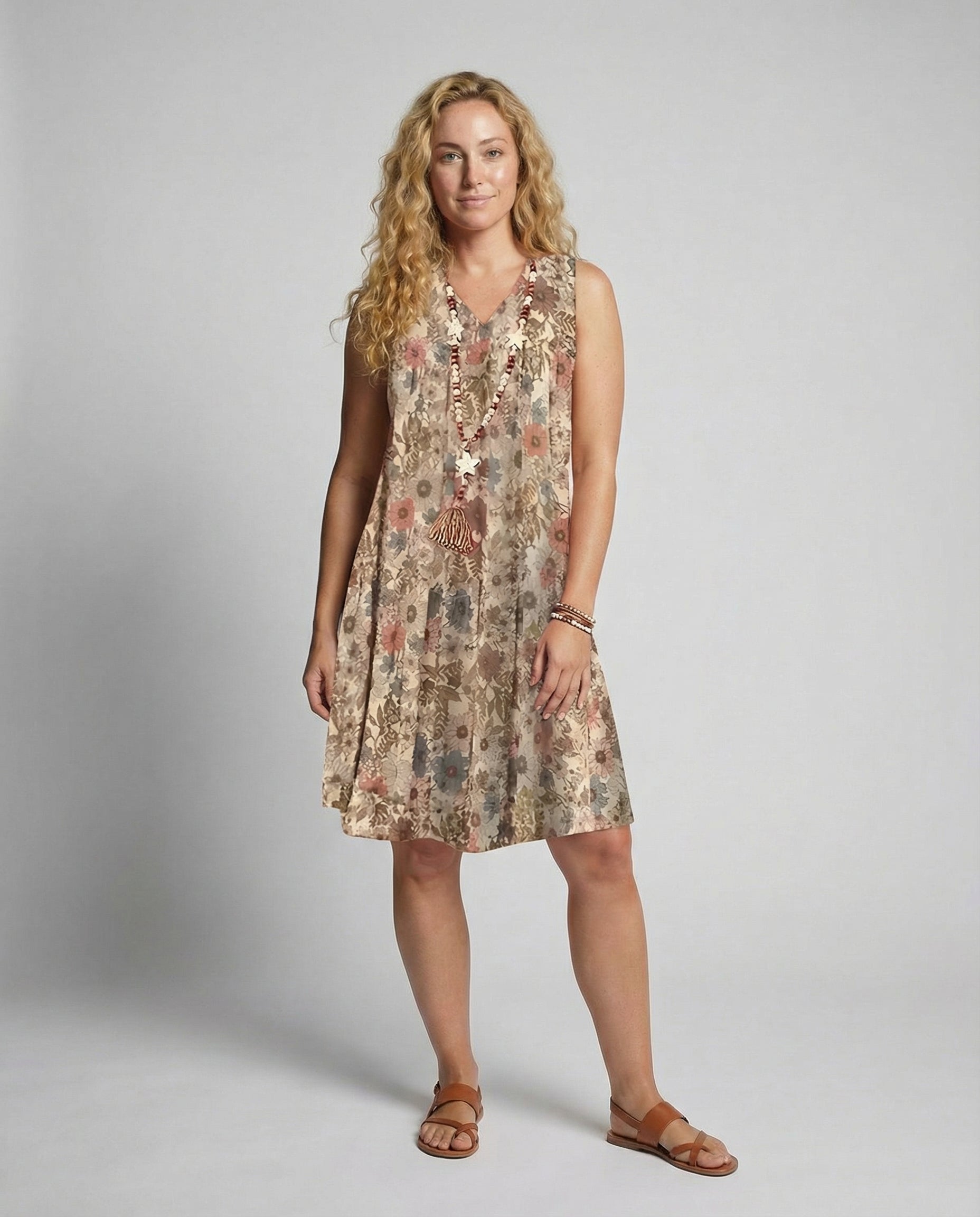 Damen Ohne Ärmel Floral Kleid Mini - Norvielle