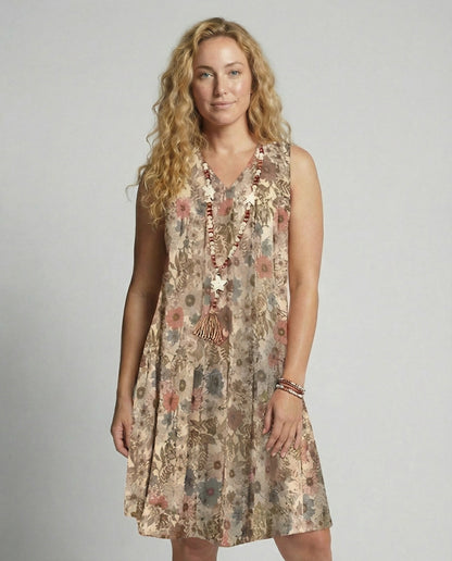 Damen Ohne Ärmel Floral Kleid Mini