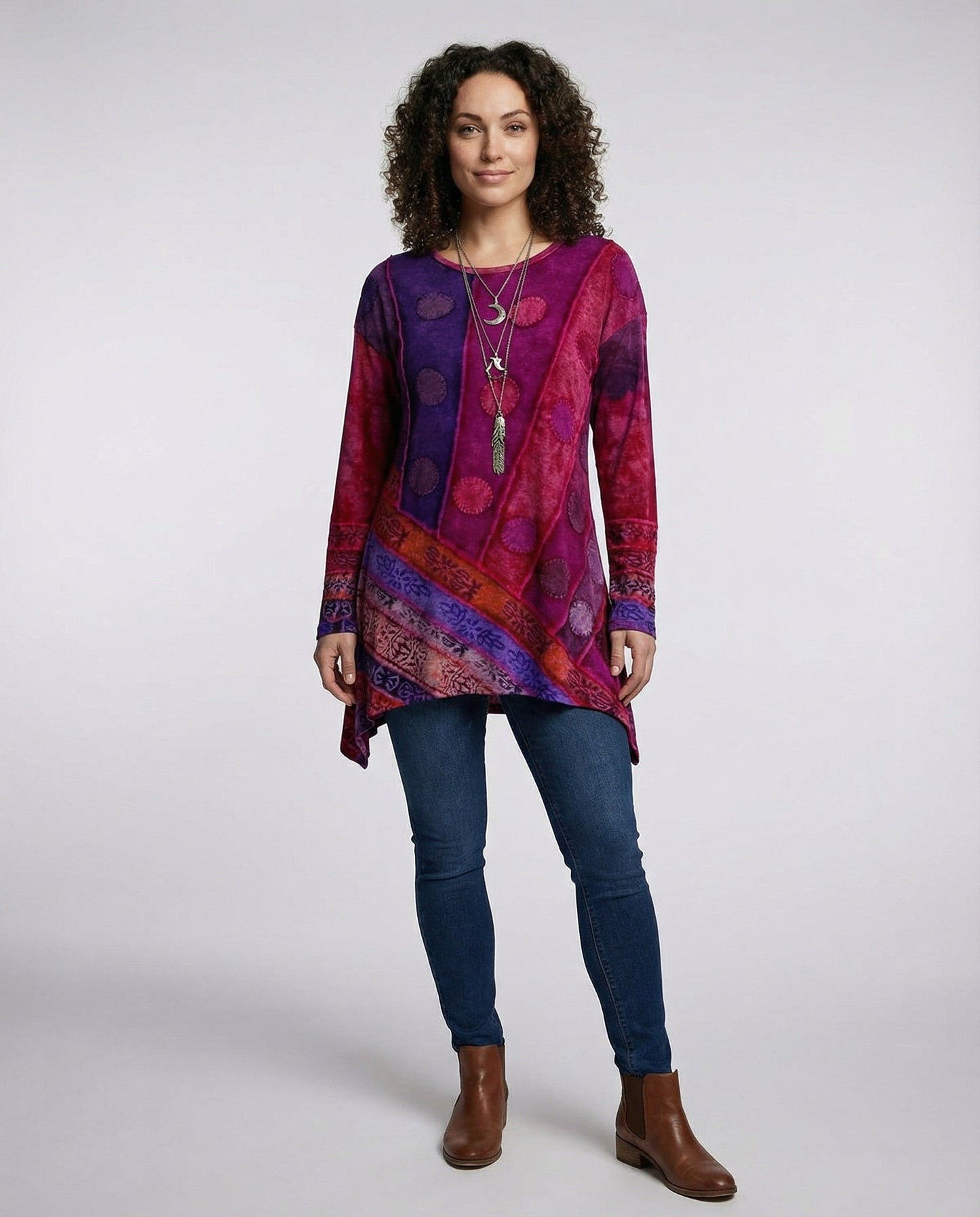 Bunte Damen Tunika aus Baumwolle Vintage Stil