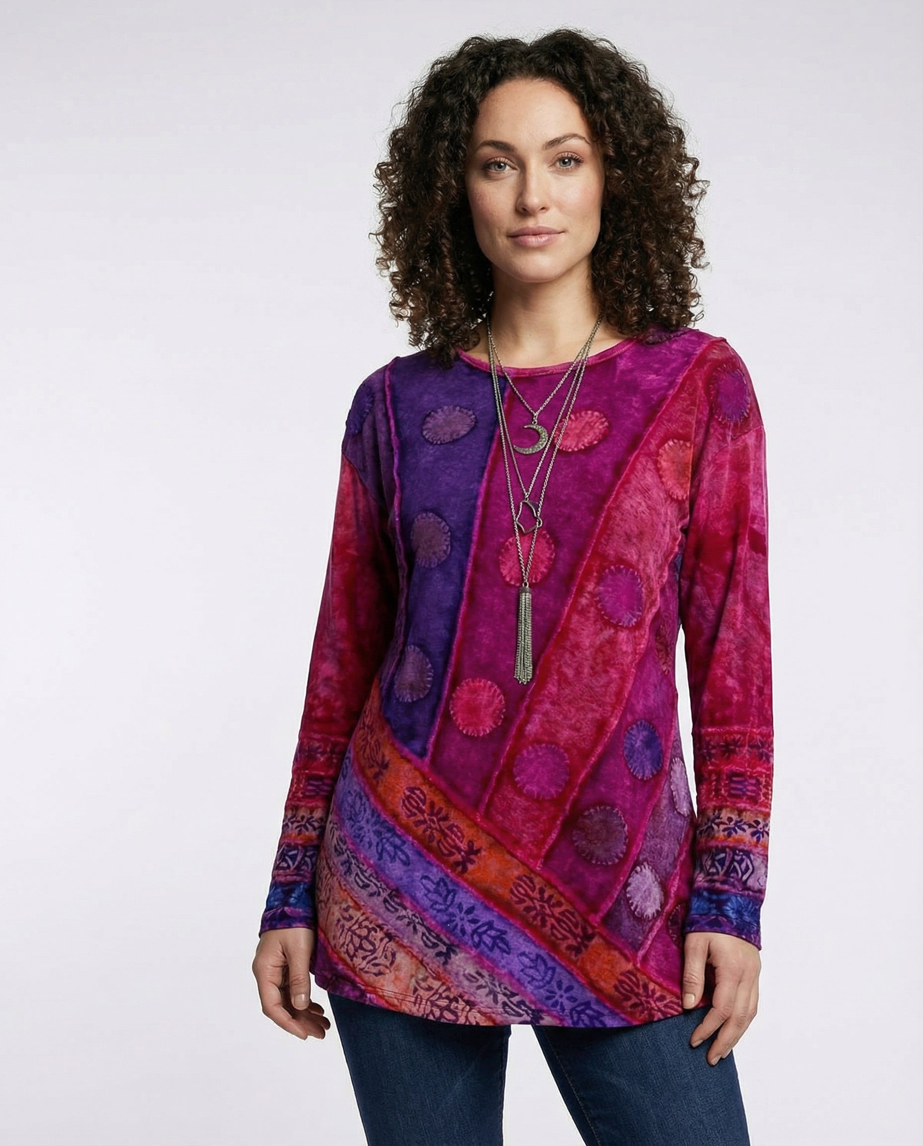 Bunte Damen Tunika aus Baumwolle Vintage Stil - Norvielle