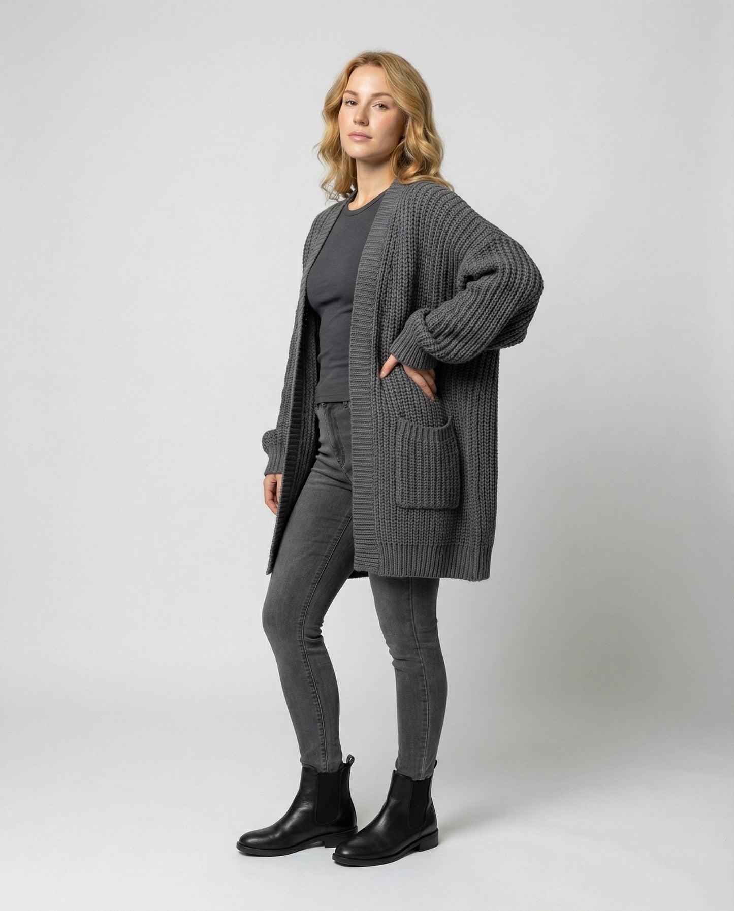 Damen Oversized Strickmantel - Norvielle