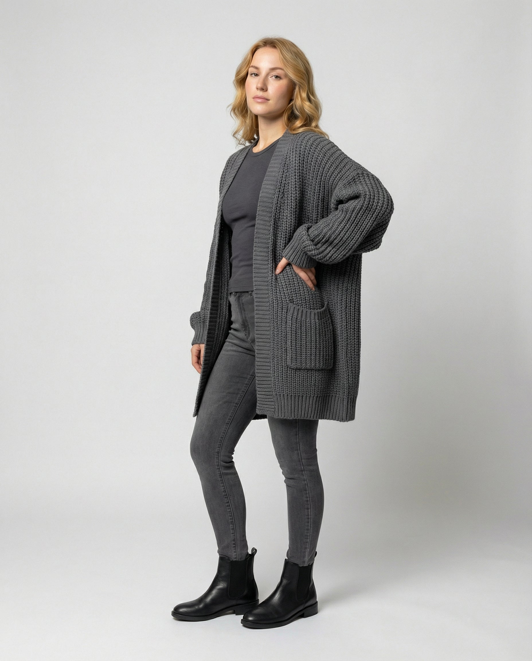 Damen Oversized Strickmantel - Norvielle