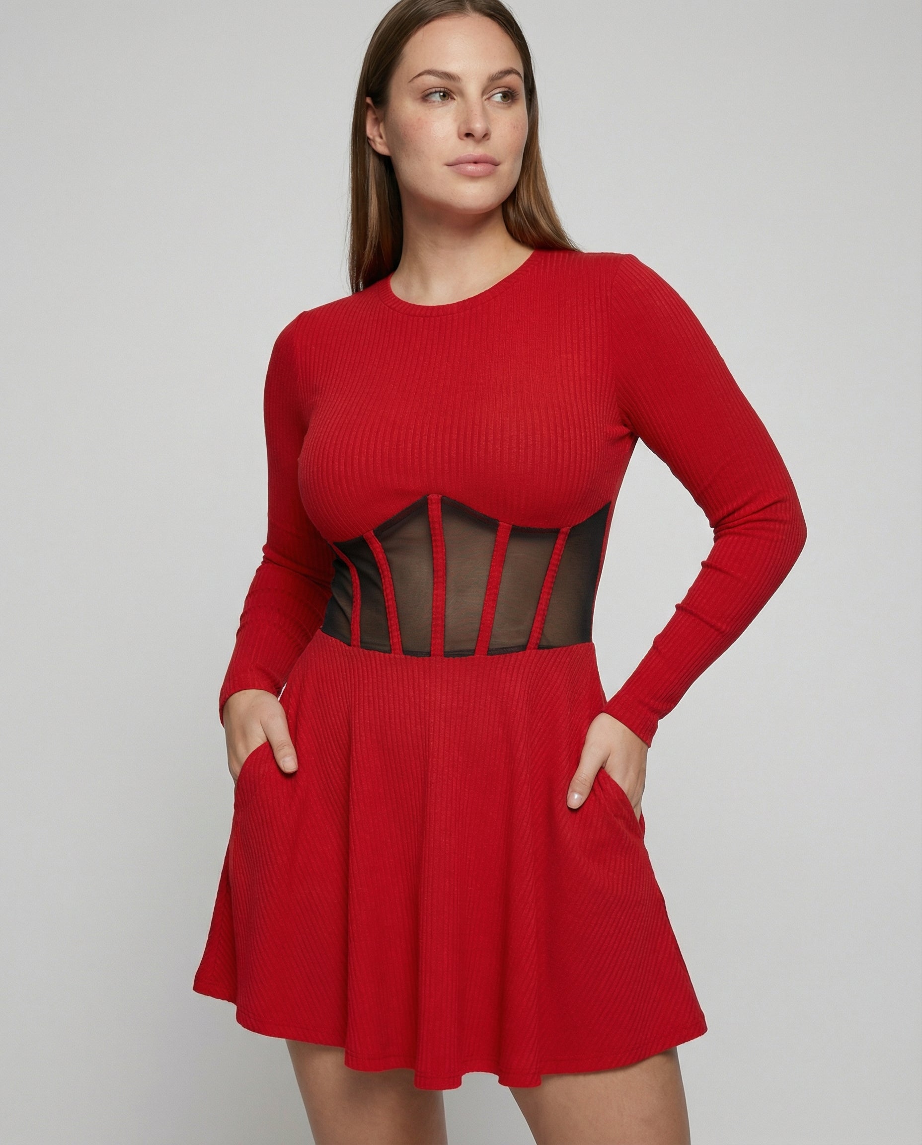 Elegantes Damen Minikleid mit Einsätzen - Norvielle